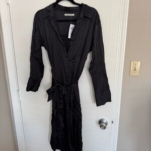 Abercrombie & Fitch Black Long Sleeve Wrap Dress with Tie Waist